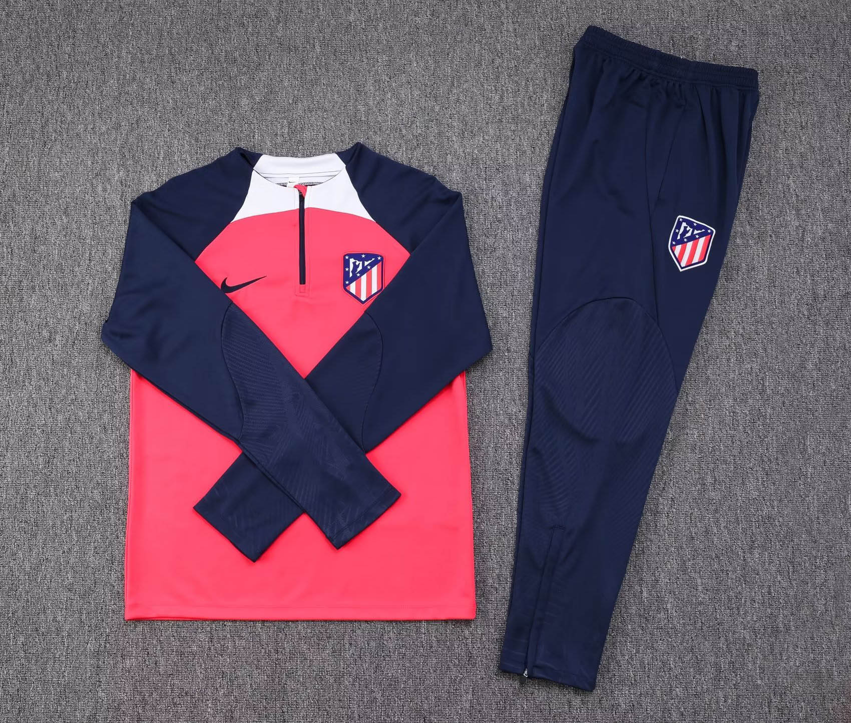 2023/2024 Atletico Madrid Half-Pull Training Suit Red 1:1 Thai Quality Set:football jersey mysite: unitedjerseyfootball 邓江浪:football