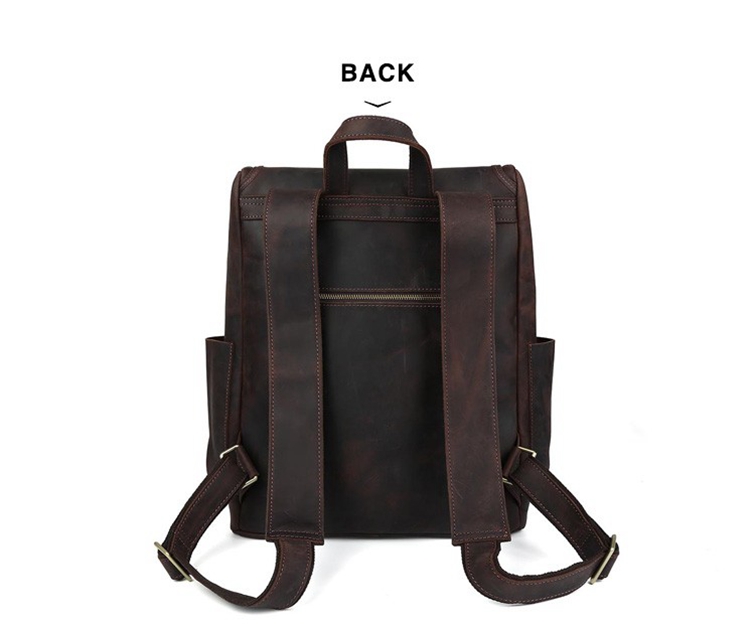 Back&nbsp;Display of Woosir Genuine Leather Laptop Backpack