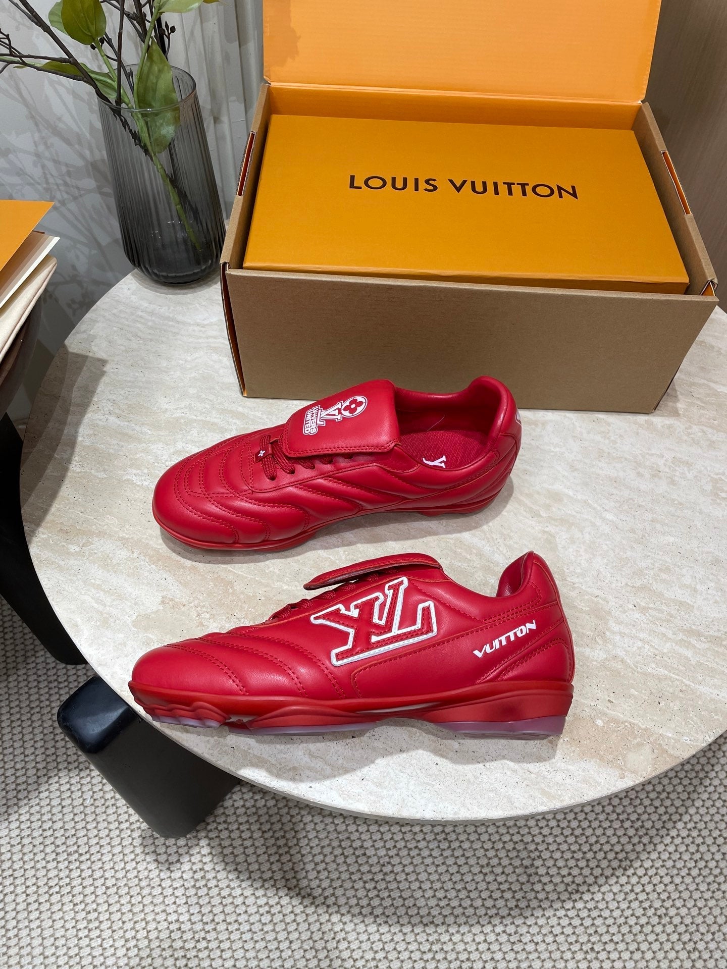 FOOTPRINT SOCCER SNEAKER IN CHERRY RED CALFSKIN、mysite、Cacoeks