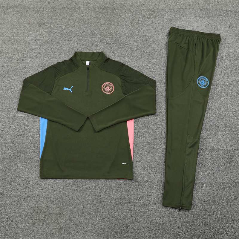 JerseysGala.com | Manchester City 24-25 Long Sleeve Training Set - Army Green -Customize Name, Number and Patch | Worldwide Shipping