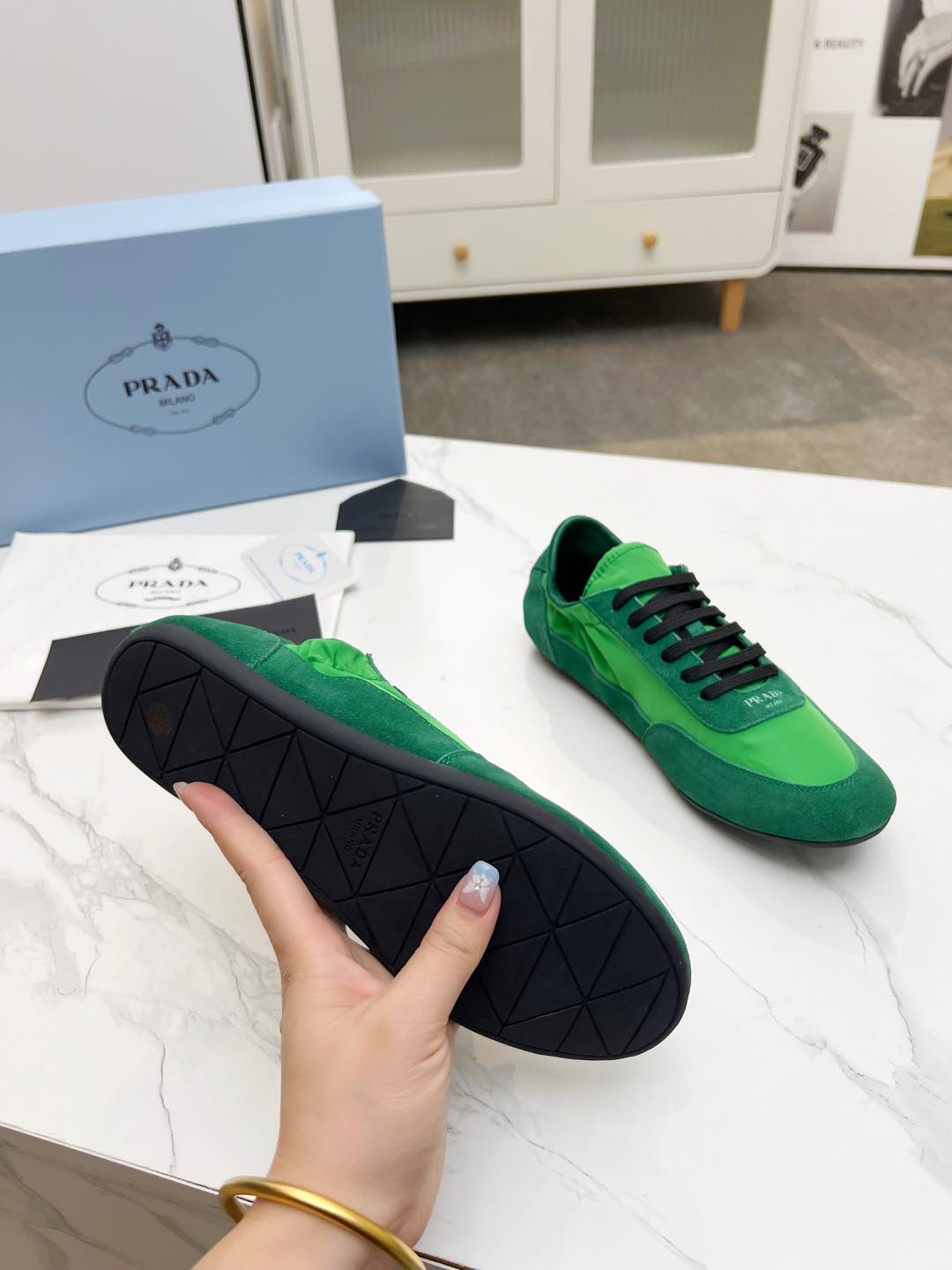 COLLAPSE SNEAKERS IN GREEN SUEDE AND NYLON、mysite、Cacoeks