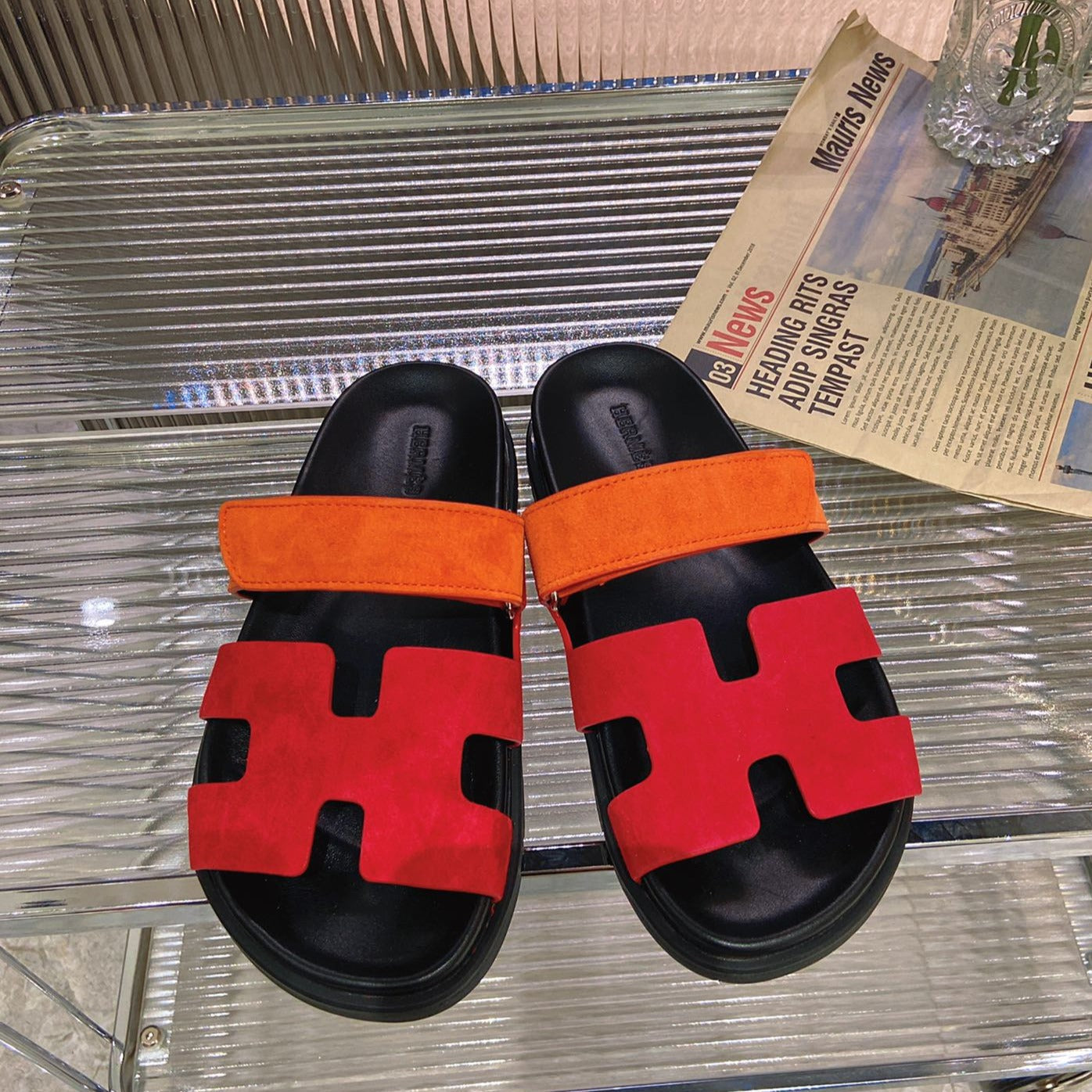 CHYPRE SANDAL RED MIX ORANGE SUEDE、mysite、Cacoeks