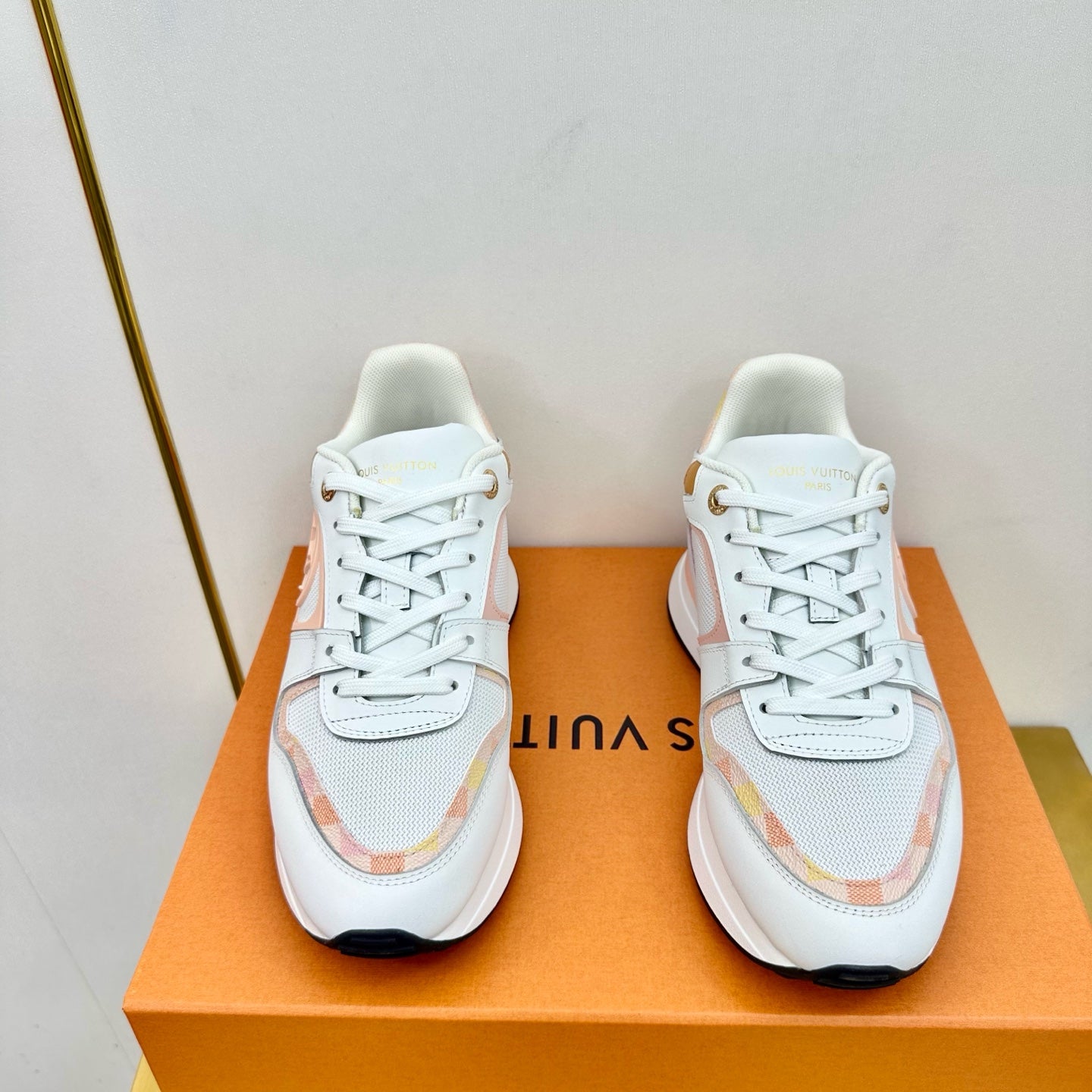 NEO RUN AWAY SNEAKER IN WHITE MIX PEACH PINK CALFSKIN、mysite、Cacoeks