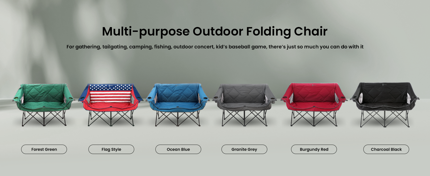 arrowhead outdoor canvas folding collapsible camping loveseat chair american flag style