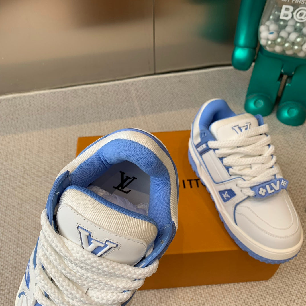 LV TRAINER MAXI SNEAKER IN WHITE MIX OCEAN BLUE CALFSKIN、mysite、Cacoeks