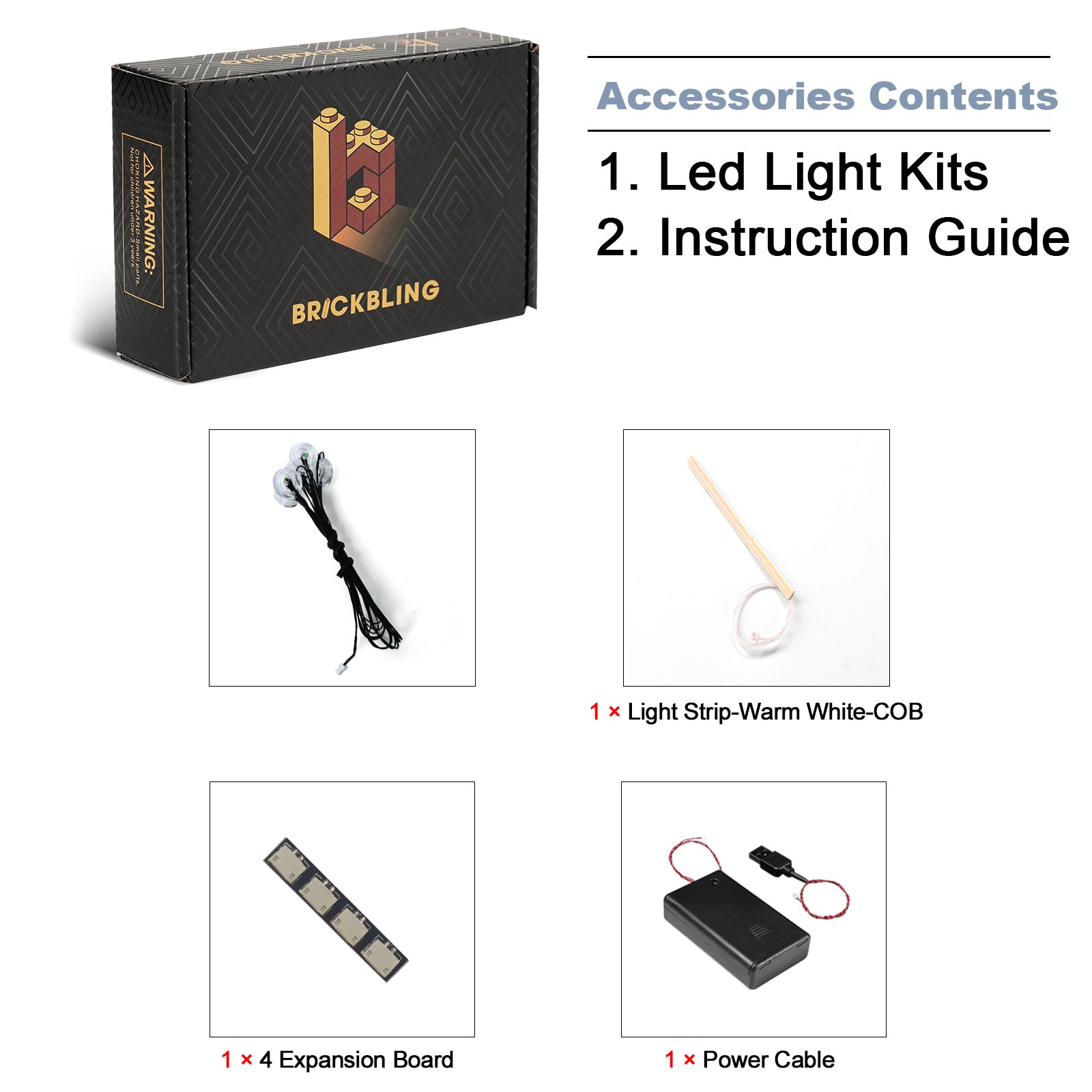 Parts Breakdown of BrickBling Light Kit for LEGO Mini Orchid 10343 - Classic Version Pink