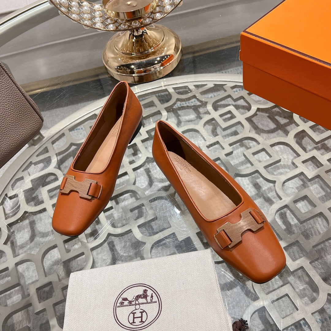 H - BUCKLE BALLET CARAMEL CALFSKIN、mysite、Cacoeks