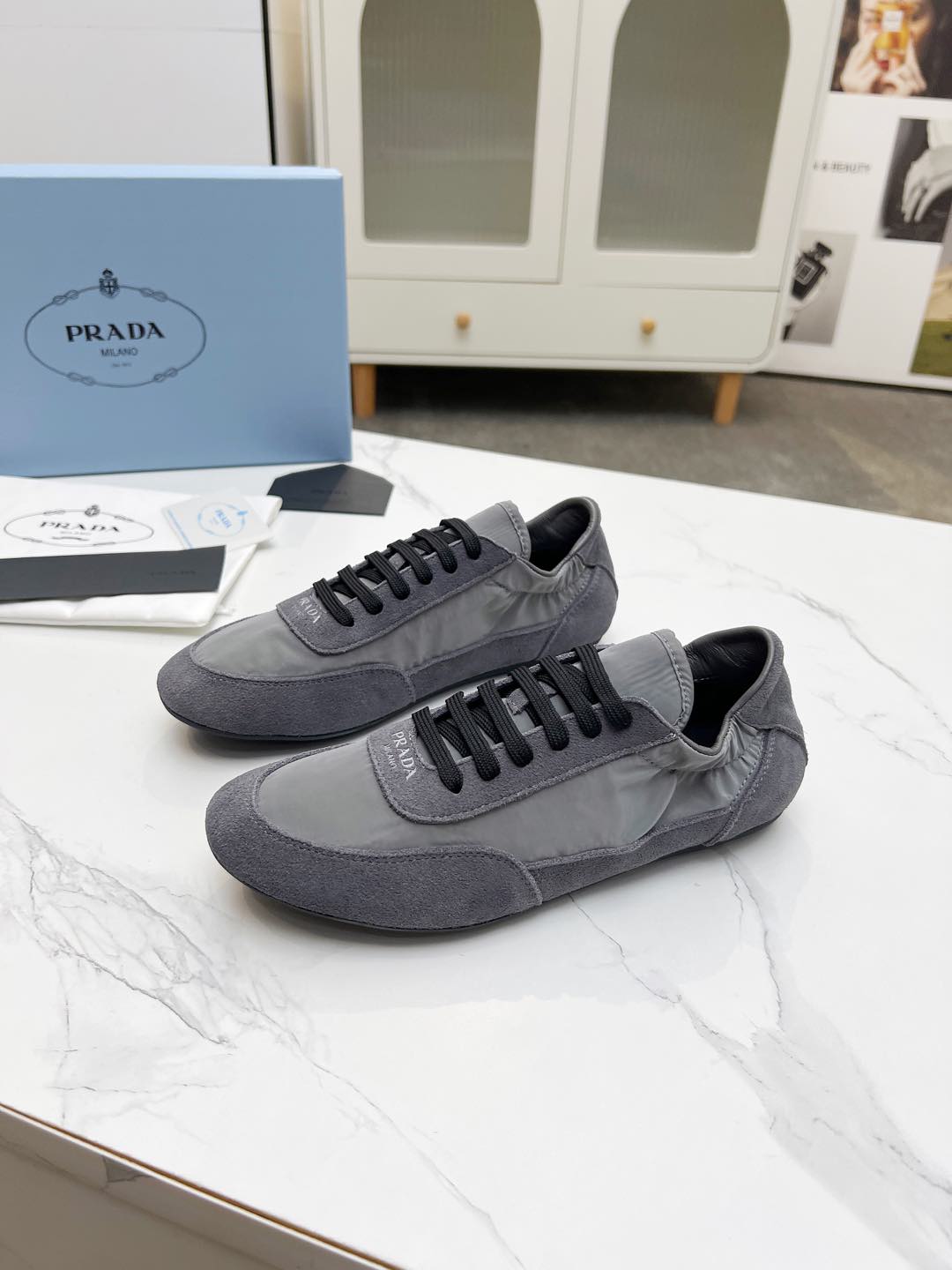 COLLAPSE SNEAKERS IN GRAY SUEDE AND NYLON、mysite、Cacoeks