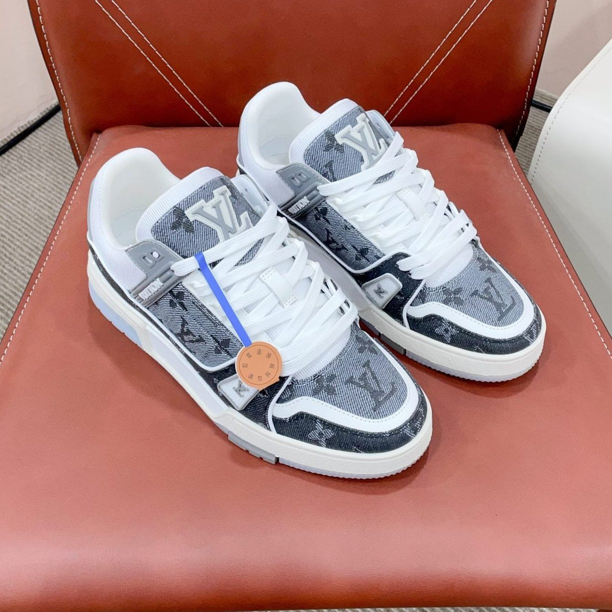 LV TRAINER SNEAKER IN DOVE GRAY MONOGRAM DENIM、mysite、Cacoeks