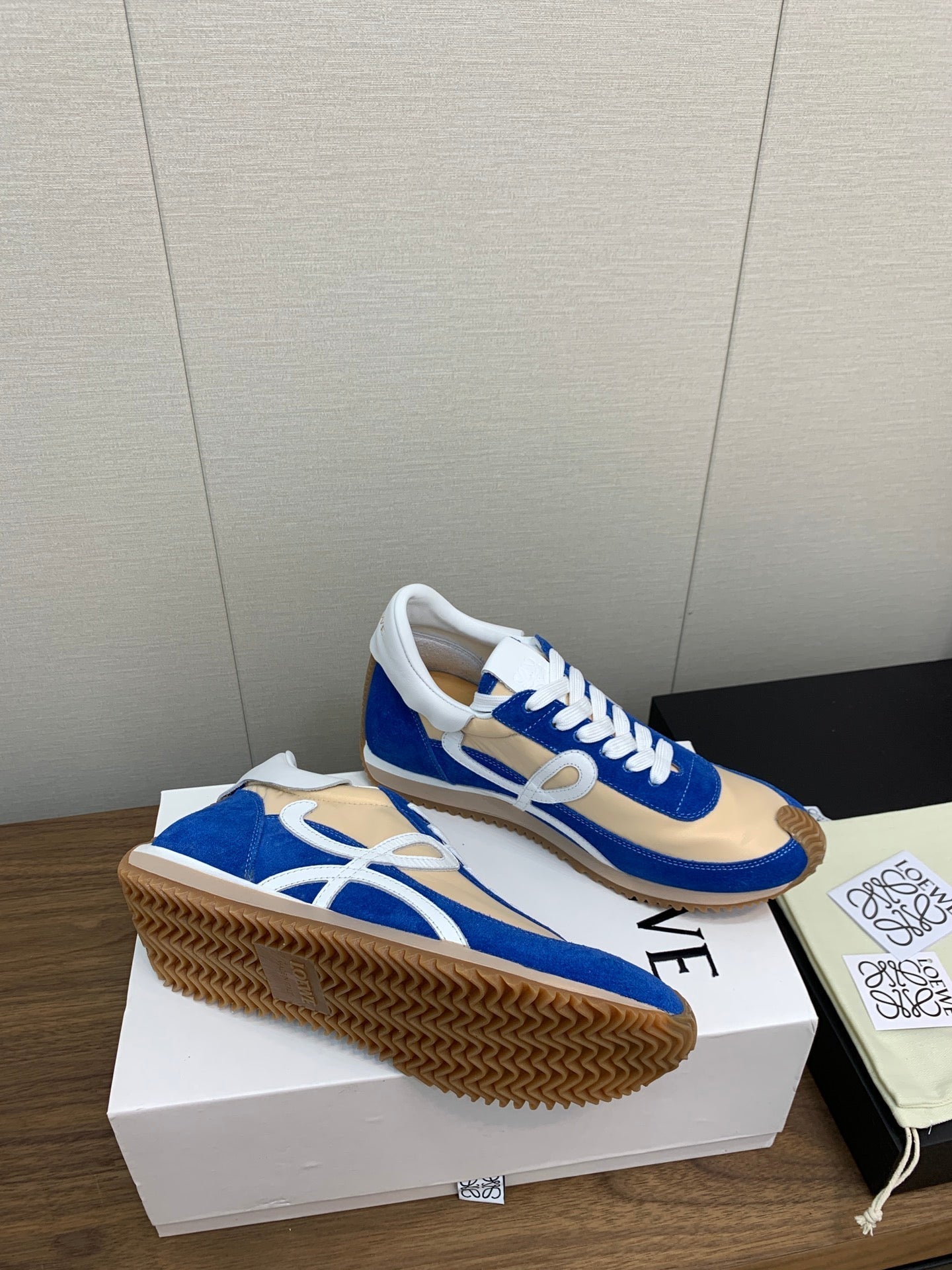 LW FLOW RUNNER SNEAKER COBALT-BEIGE SUEDE、mysite、Cacoeks