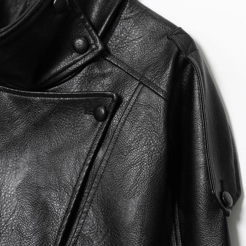 Black Faux Leather Jacket Stand Collar Oversized Moto Biker Jacket Elastic Hem Streetwear Casual Long Sleeve Waterproof Windproof Outerwear for Spring & Fall Ladies Clothes for Daily Wear - Coats active woman overcoat  line  dress slim-fitting style knit