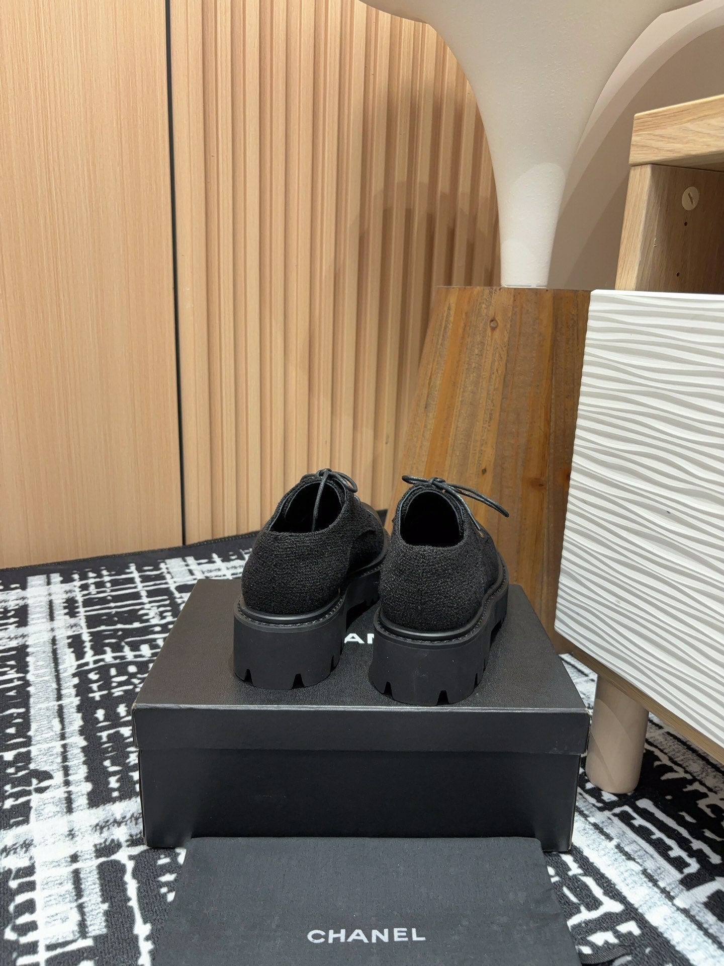 CC OXFORD SHOES IN BLACK TWEED AND CALFSKIN、mysite、Cacoeks