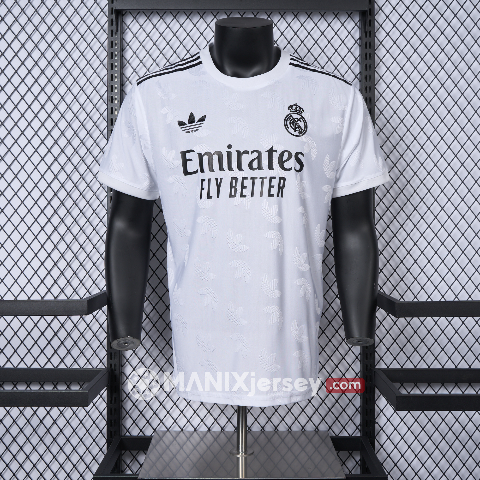 ManixJersey.com | Real Madrid 24-25 Trefoil White Jersey - Player Version -Customize Name, Number and Patch | Worldwide Shipping