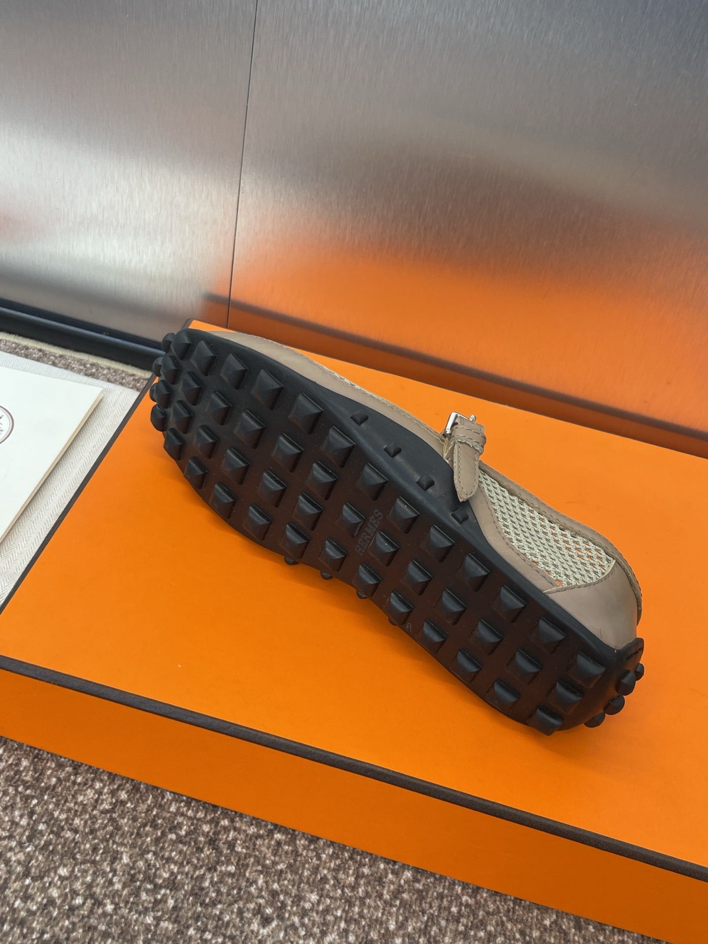 KICHU BALLET FLAT IN MOCHA BROWN CROCHET KNIT AND CALFSKIN、mysite、Cacoeks