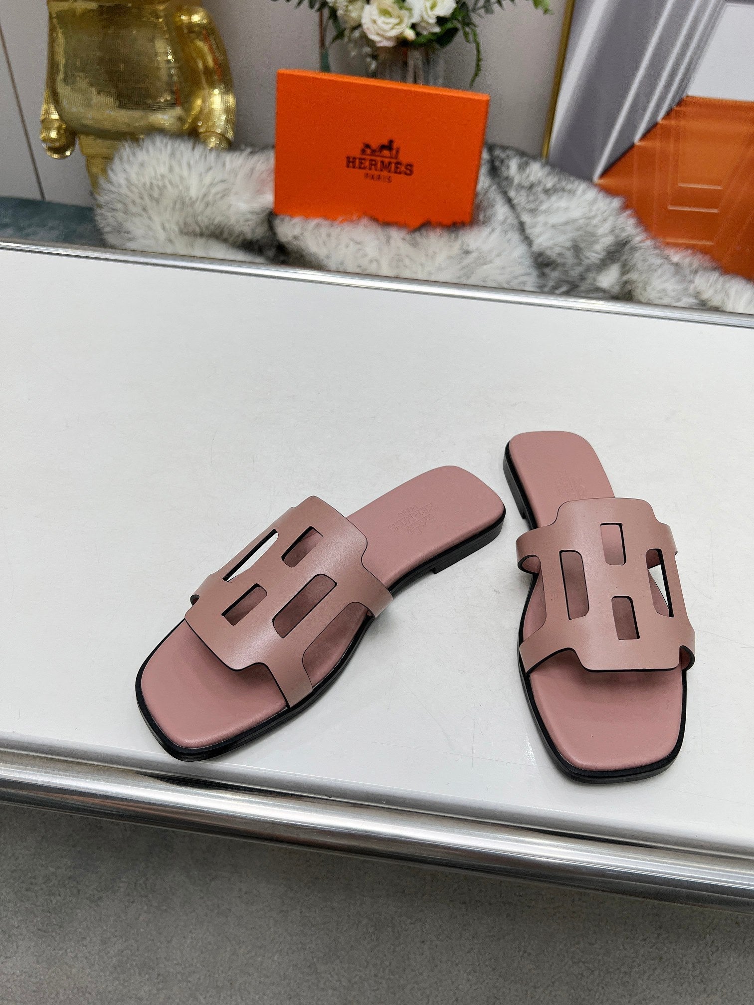 FLATFORM SANDAL LIGHT PINK CALFSKIN、mysite、Cacoeks