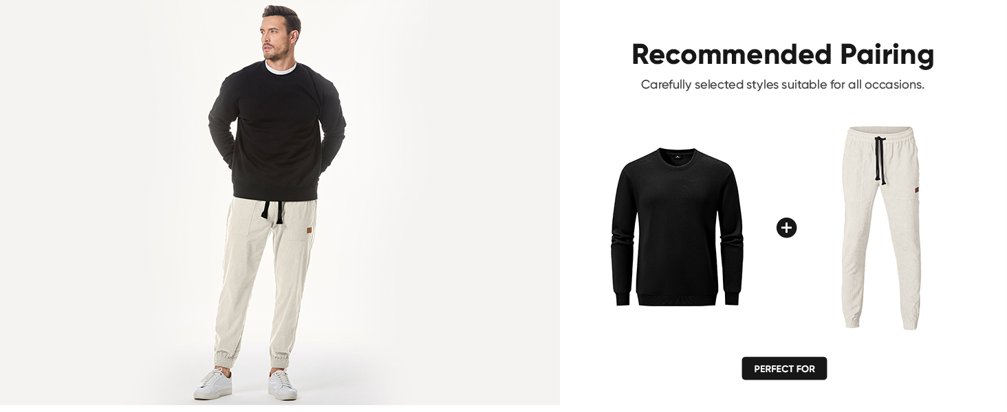 JMIERR Mens Corduroy Joggers Pants Casual Cargo Pants Drawstring Elastic Waist Baggy Tapered pants