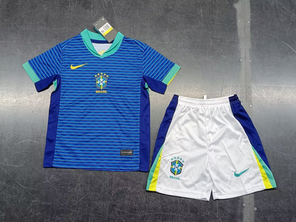 24/25 Brazil Away Football Shirt Kids Size Suit-mysite Custom Football Kit- Nextkits