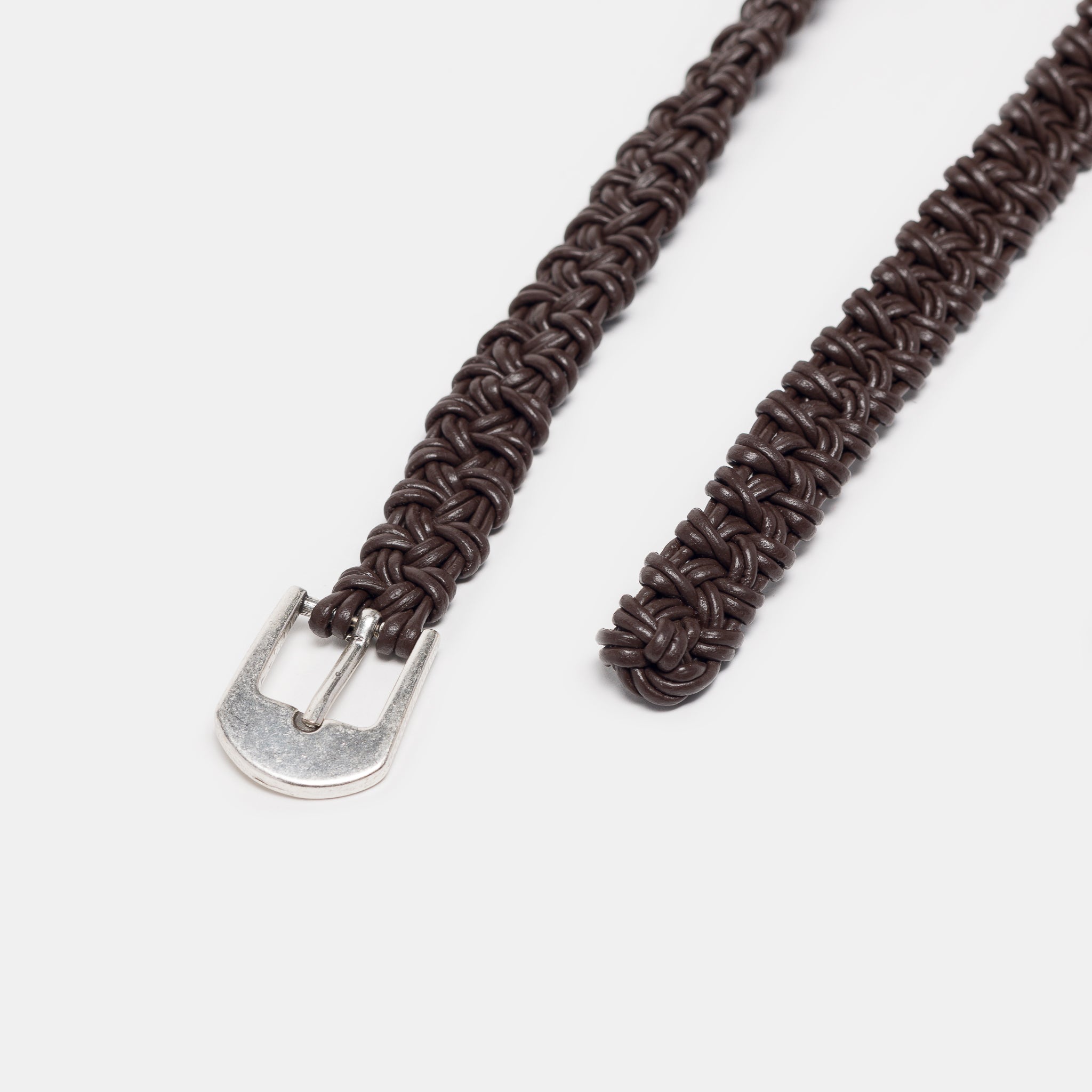 Hand-Braided Leather Belt in Chocolate Brown