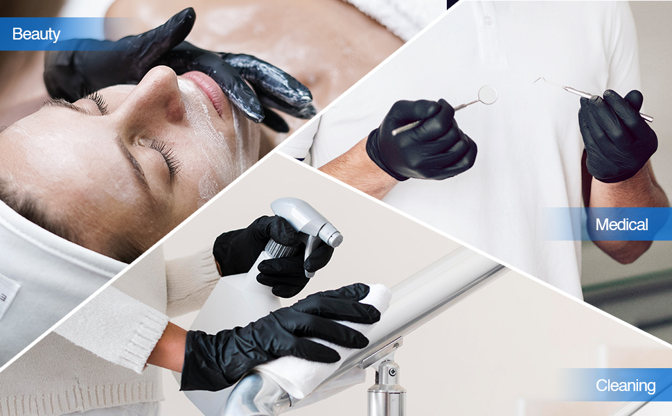 Schneider VSFK31 Black Disposable Vinyl Synthetic Exam Gloves also good for beauty, medical,cleaning