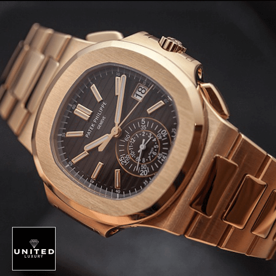 Patek Philippe Nautilus Brown Dial Replica 2 Patek Philippe Nautilus Geneve Black Dial Rose Gold Bracelet Replica black background