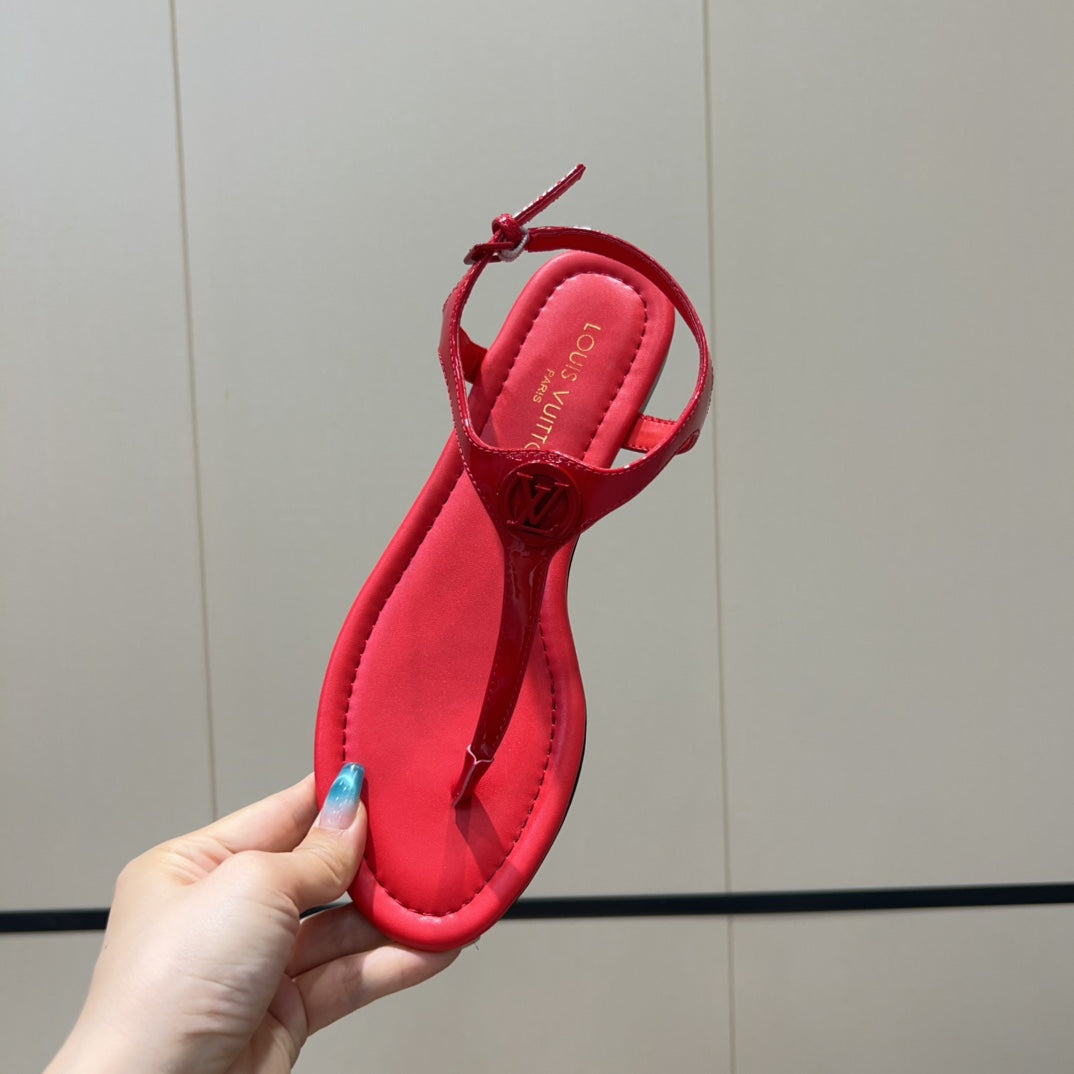 LV THONG SANDALS 25S IN RED CALFSKIN WITH RED HARDWARE、mysite、Cacoeks