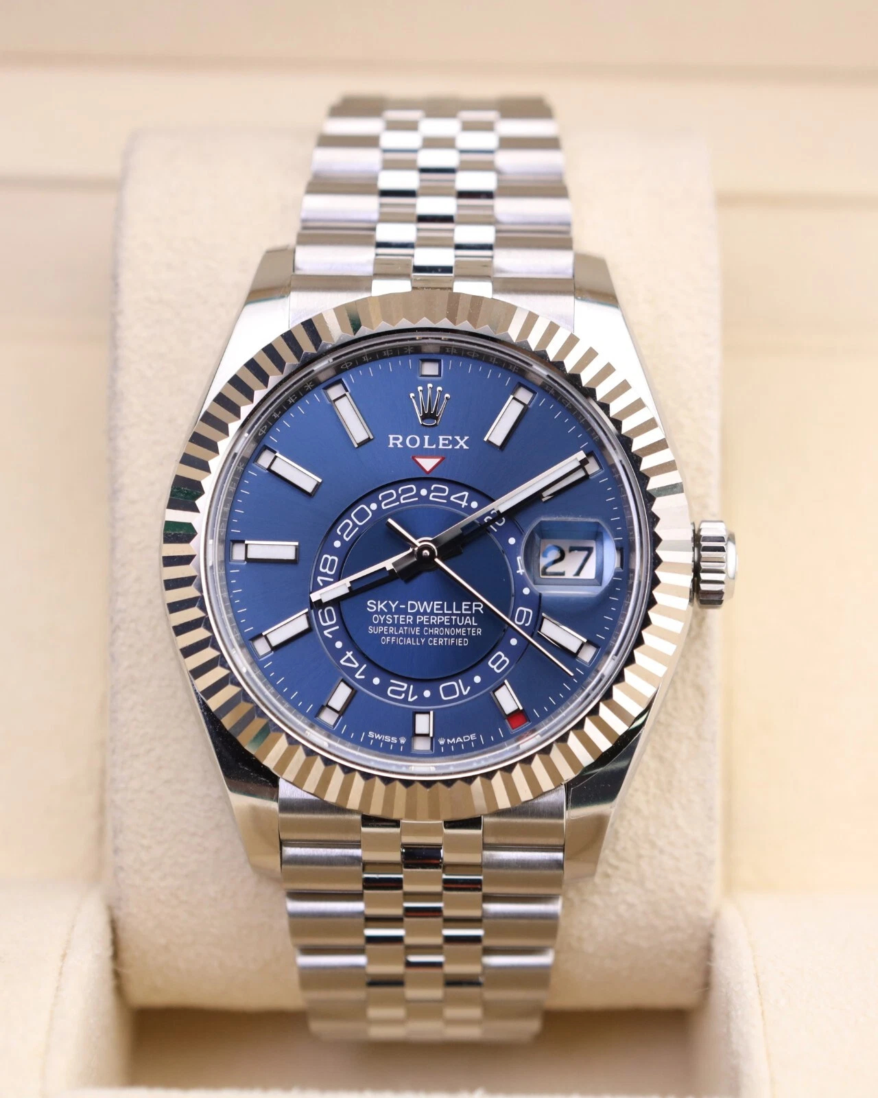 Rolex Sky-Dweller Blue Dial Super Clone Swiss Replica WatchJubilee Bracelet Ref 336934 9002 Swiss Movement