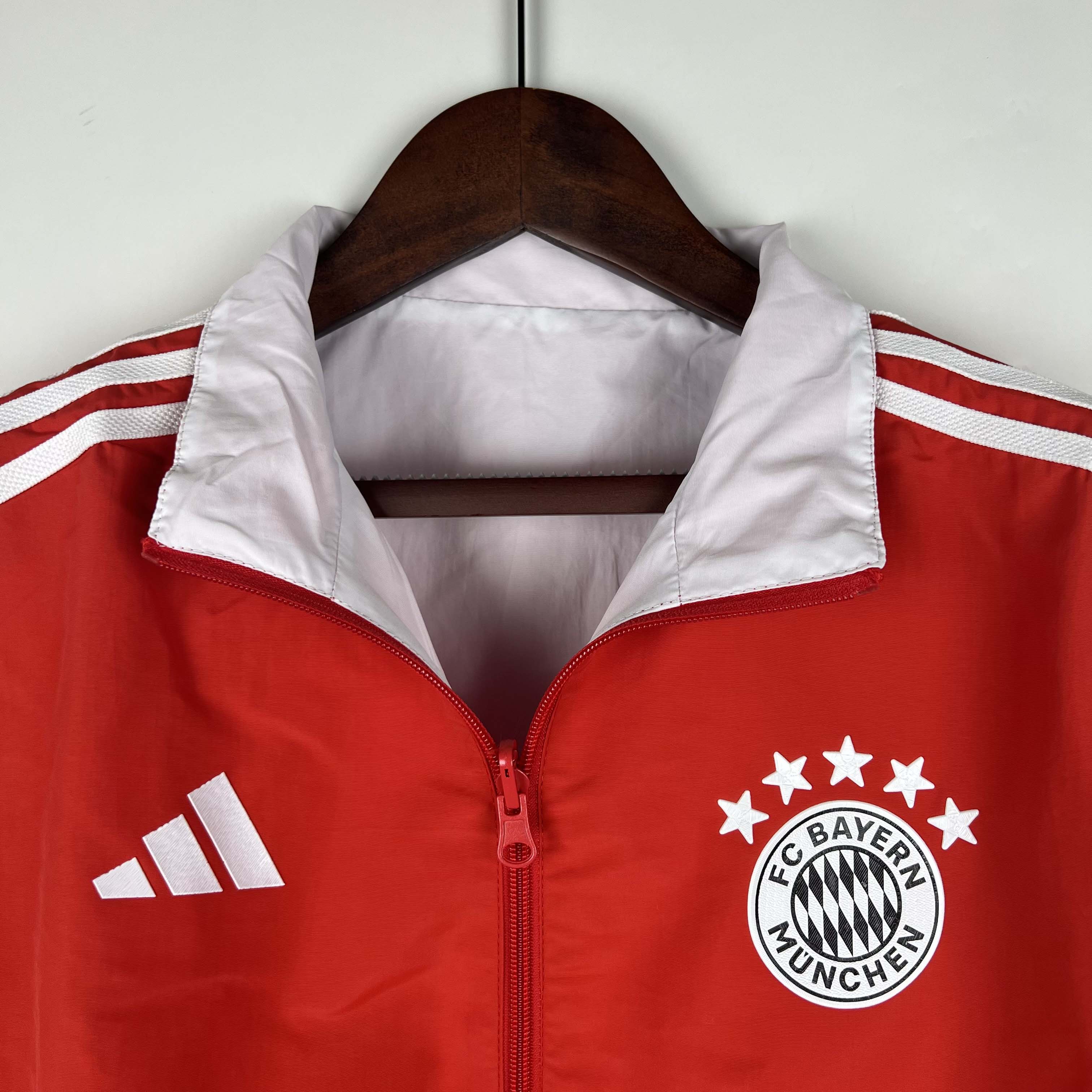 2023-2024 Bayern Munich Reversible Windbreaker (Red-white)Soccer Jersey 1:1 Thai Quality:football jersey mysite: unitedjerseyfootball 邓江浪:football