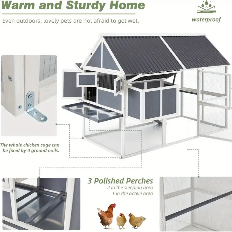 chicken coops 84 inch large coops with runs outdoor wooden coops poultry cages for 8 10 chickens walk in coops details 4