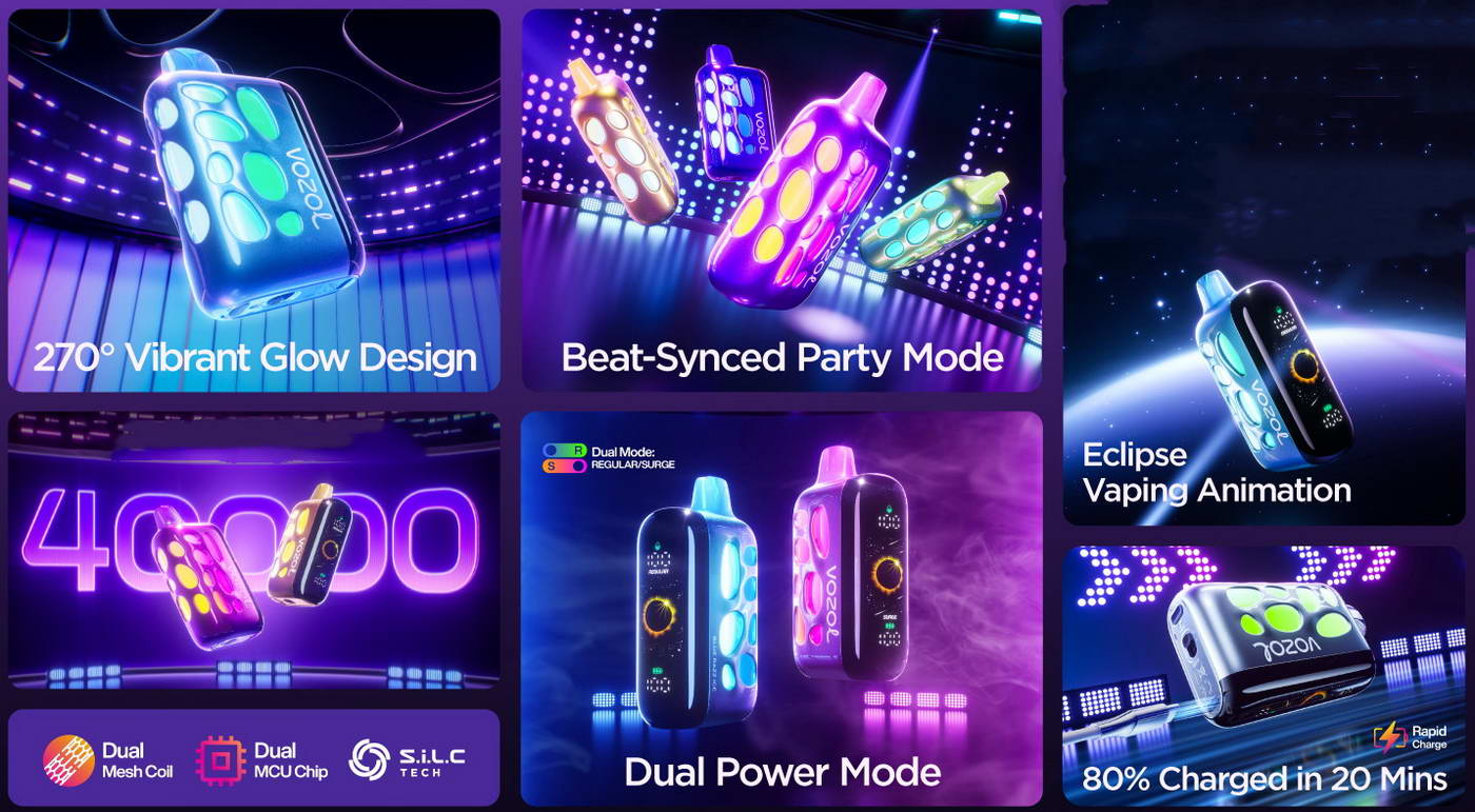 Vozol Rave 50K Vape Kit | Rechargeable Light Animation