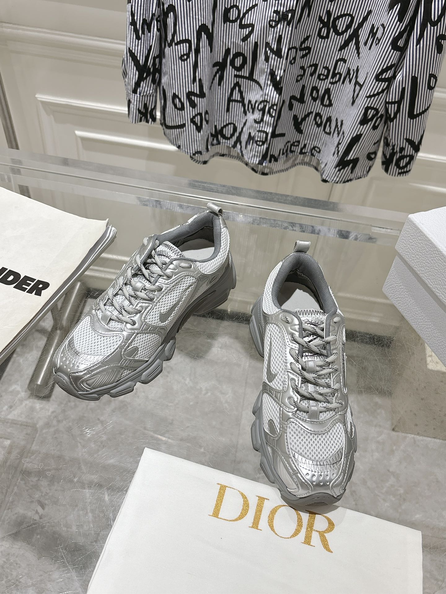 DIOR 25S CHRONO SNEAKER 45MM IN MESH WITH SILVER CALFSKIN、mysite、Cacoeks