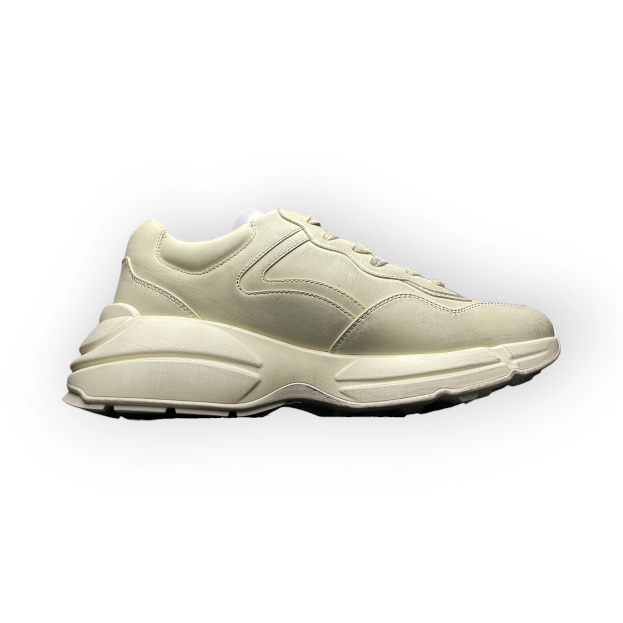 Gucci Rhython Distressed Leather Sneaker Ivory、mysite、Cacoeks