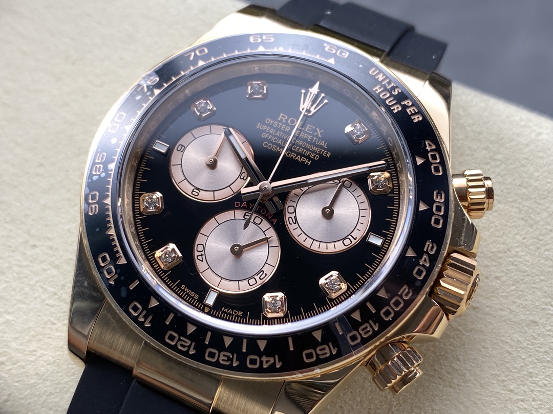 Rolex Daytona Everose Rubber 126515LN 0004 Black Dial Diamond Watch 2025-fasswatch