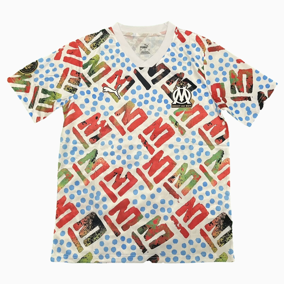 ManixJersey.com | Marseille 24-25 White Graffiti Pre-match Training Jersey - Fans Version -Customize Name, Number and Patch | Worldwide Shipping