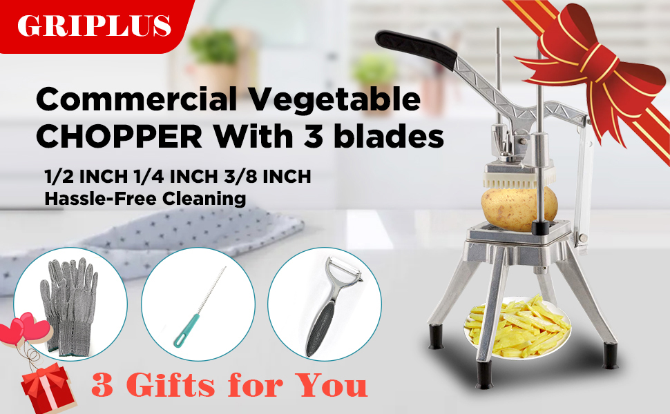 The commercial vegetable chopper is made of heavy-duty stainless steel 