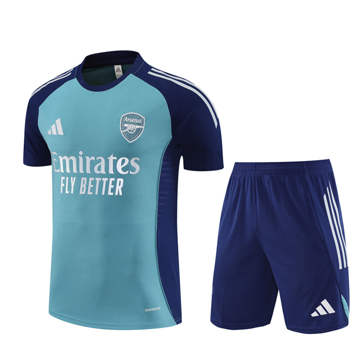UltraTrikot-Arsenal 25-26 Short-Sleeve Training Set - Green Top and Deep Blue Shorts
