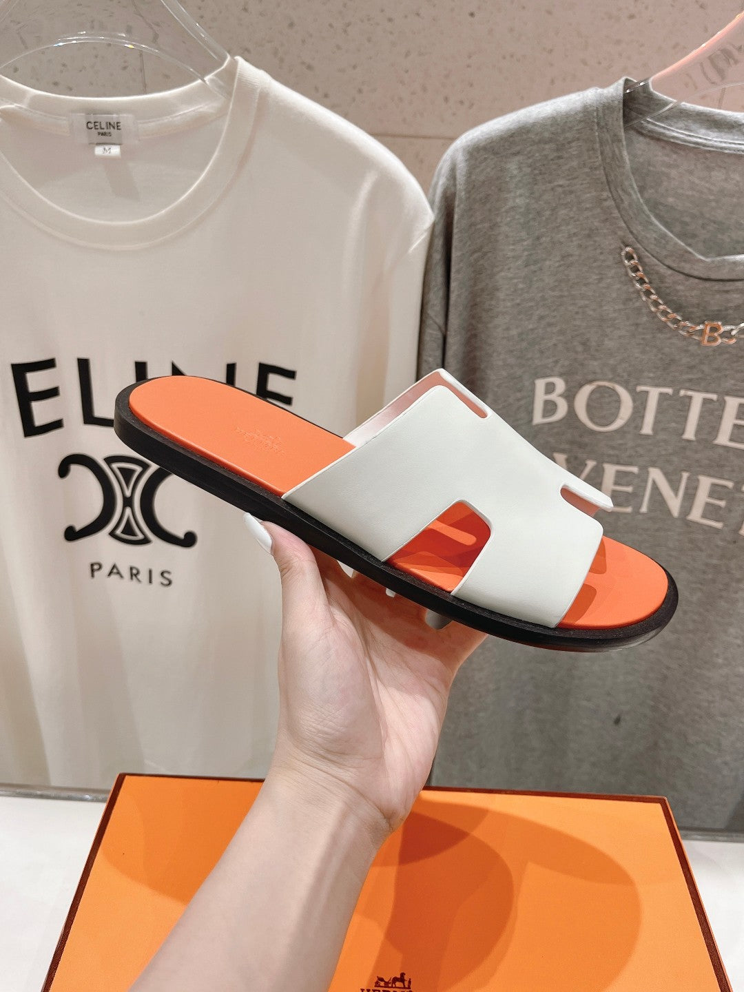 IZMIR SANDAL LIGHT ORANGE MIX WHITE LAMBSKIN、mysite、Cacoeks