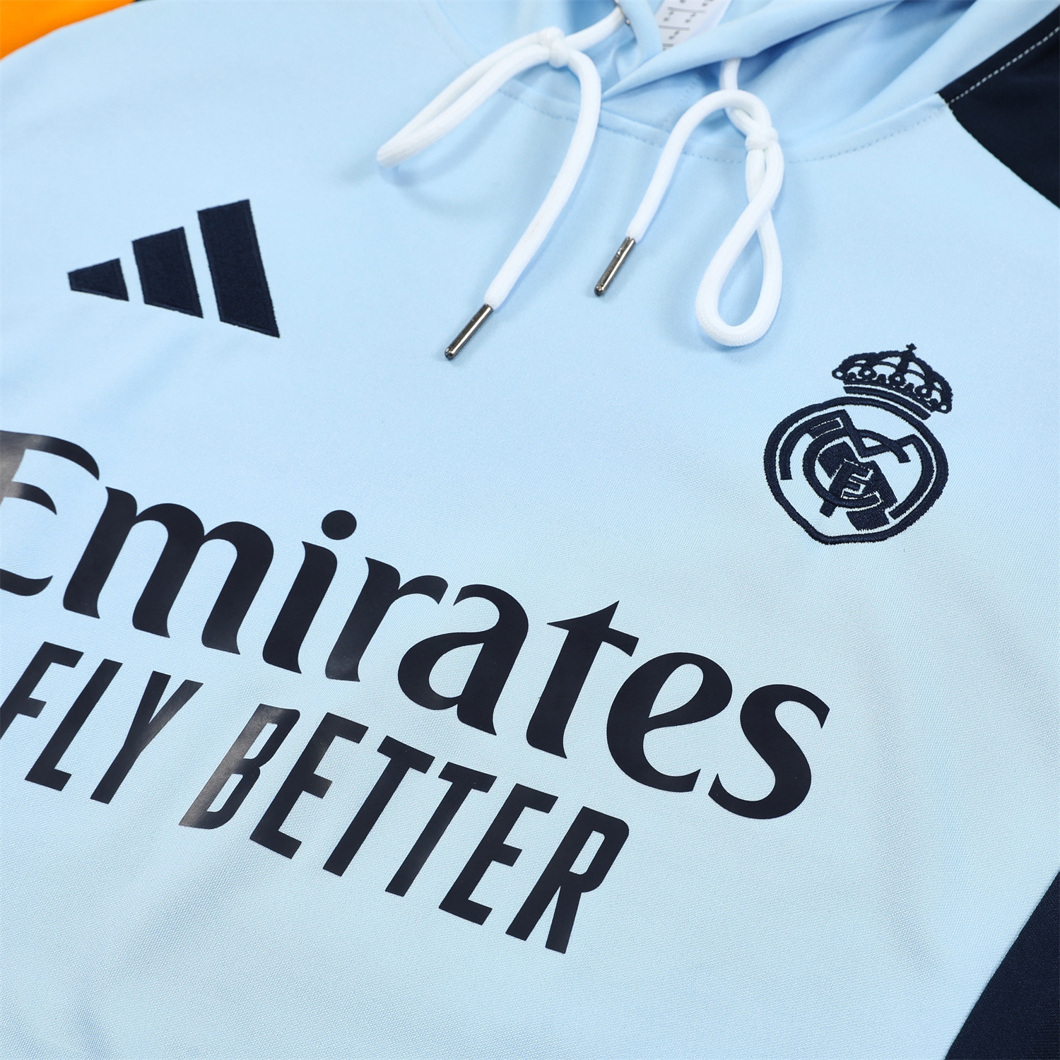 JerseysGala.com | Real Madrid 24-25 Training Hoodie Set - Light Blue Hoodie and Deep Blue Pants -Customize Name, Number and Patch | Worldwide Shipping