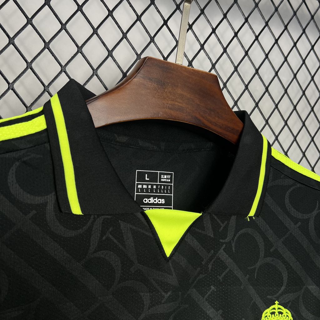JerseysGala.com | Real Madrid 24-25 Black and Fluorescent Green Jersey - Fans Version -Customize Name, Number and Patch | Worldwide Shipping