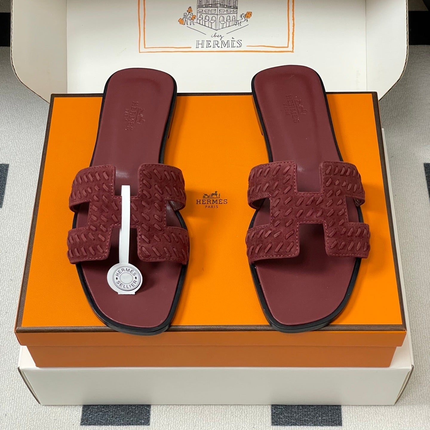 HM 25S ORAN SANDAL IN DARK RED SUEDE AND LAMBSKIN、mysite、Cacoeks