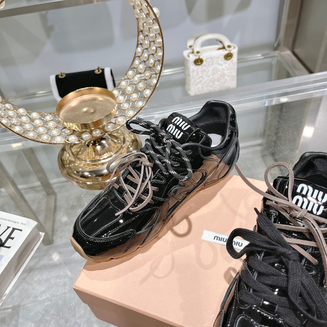 Glossy Black Sneakers NB Cowhide、mysite、Cacoeks