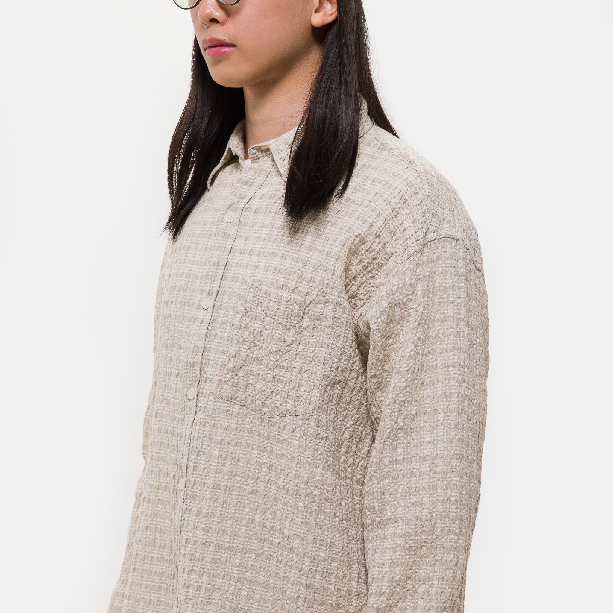 Executive Shirt in Beige Structure Check