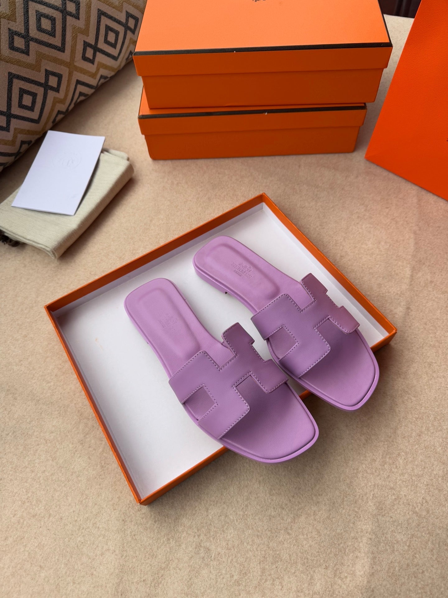 0RAN SANDALS IN LILAC PURPLE CALFSKIN、mysite、Cacoeks