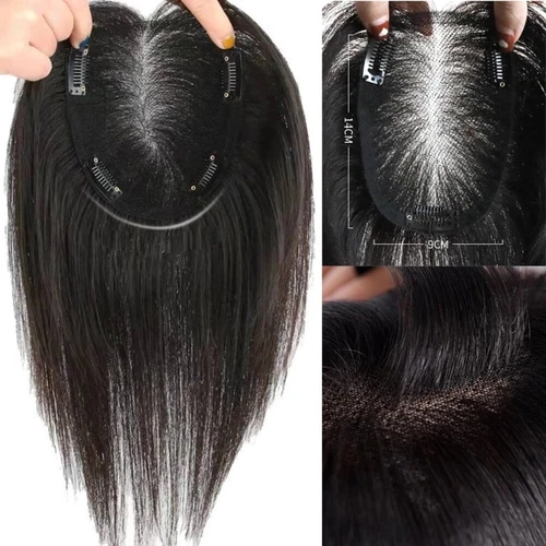 Hand Tied Swiss Lace Topper Clips in Virgin European Human Hair Piece for Women - Picture 1 of 12