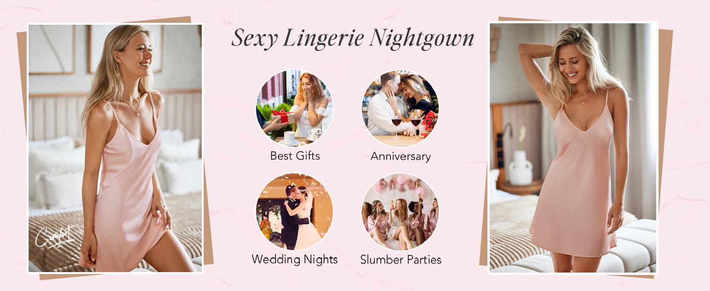 silk lingerie nightgown for women