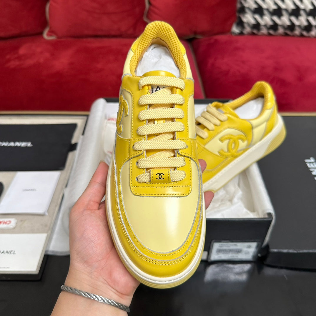 TRAINERS IN BRIGHT YELLOW SHINY CALFSKIN、mysite、Cacoeks