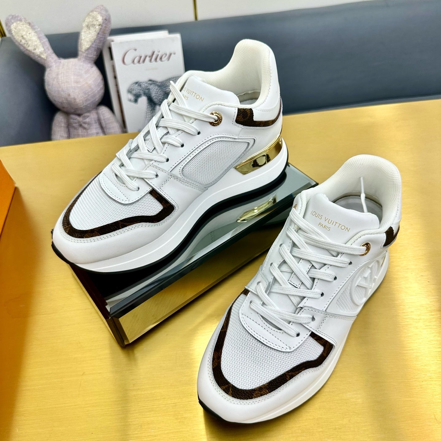 NEO RUN AWAY SNEAKER IN WHITE MIX CHOCOLATE BROWN CALFSKIN、mysite、Cacoeks