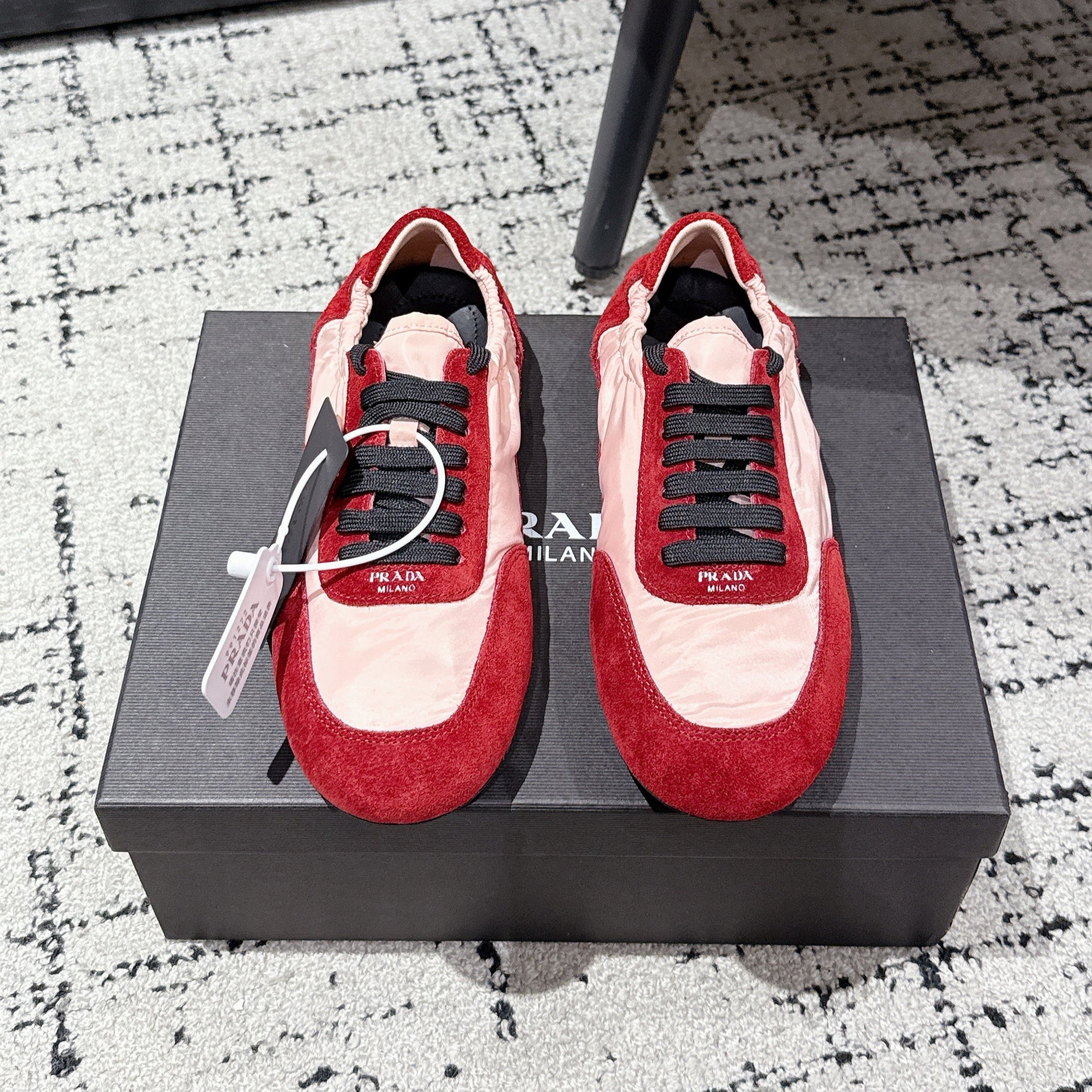 PRADA 25S COLLAPSE SNEAKERS IN RED RE NYLON AND SUEDE、mysite、Cacoeks