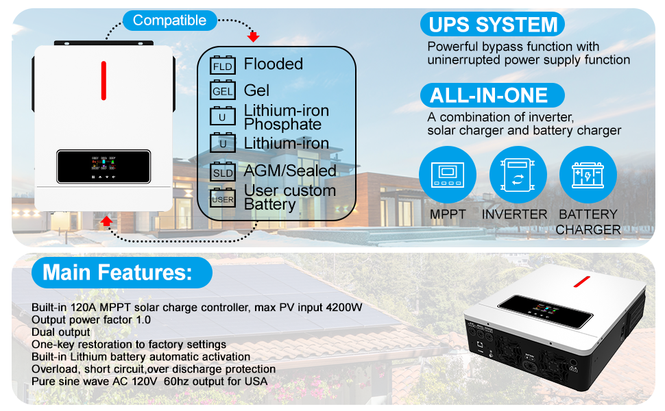 3000VA hybrid inverter��solar hybrid inverter ��xijia inverter��pure sine wave inverter