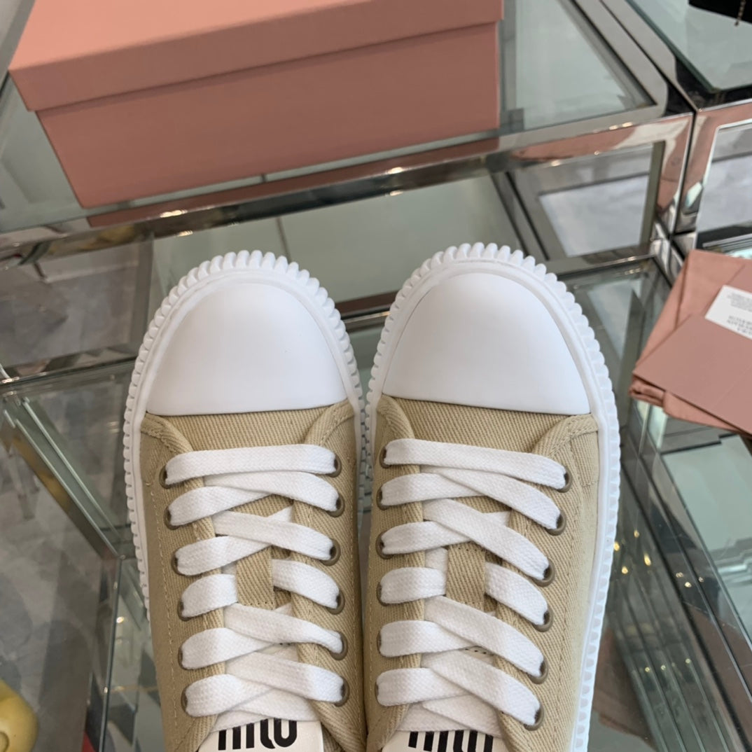 Sneakers High Sole Khaki And White Canvas、mysite、Cacoeks