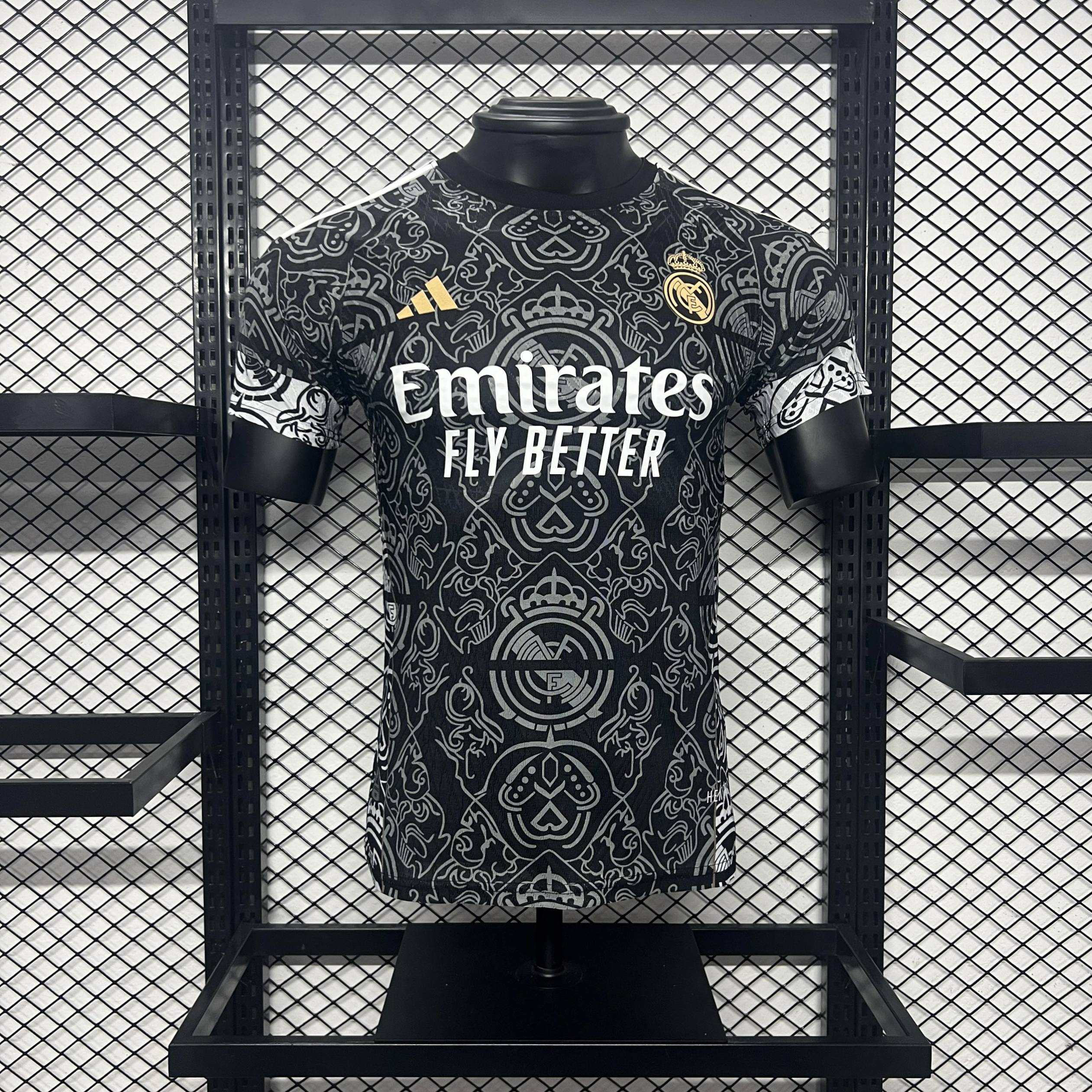 JerseysGala.com | Real Madrid 24-25 Black Line Pattern Special Edtion Jersey - Player Version -Customize Name, Number and Patch | Worldwide Shipping